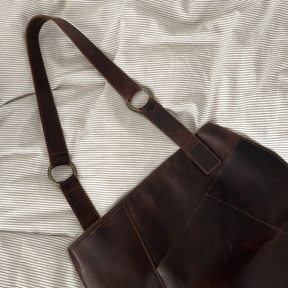 Kiko Leather Asymmetric Geometric Leather Long-Handle Tote - Brown - Picture 4 of 9